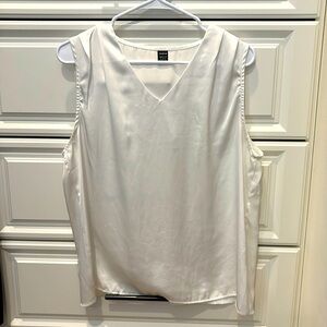 White V-Neck Satin Top-NWOT
